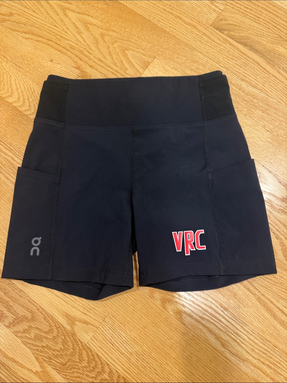 On Running Black Athletic Shorts with Red VRC Logo - Venice Run Club